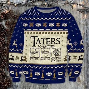 Taters Potatoes Ugly Christmas Sweater, Lord of the Rings Christmas Sweater, LOTR Fans Sweater, Christmas Gift Sweatshirt, Xmas Ugly Sweater