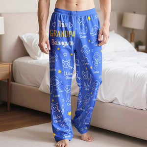 Personalized Grandpa Belongs To Pajama Pants, Custom Christmas Gift