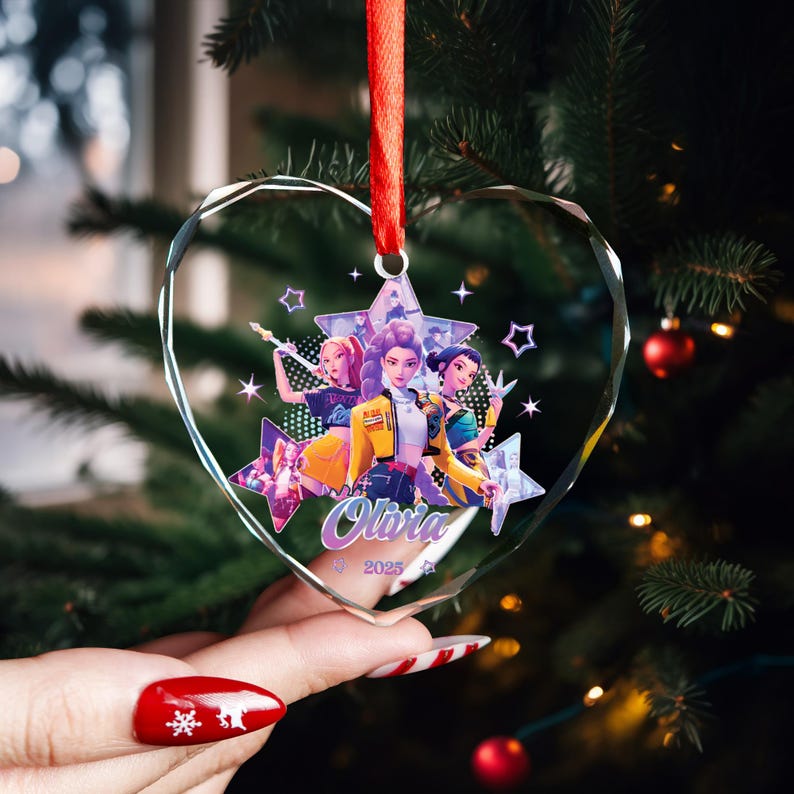 Personalized KPOP Huntrix Ornament, Custom Kpop Demon Hunter Ornament, Decor Christmas Gift for Demon Hunter Fan