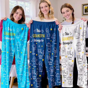 Personalized Grandpa Belongs To Pajama Pants, Custom Christmas Gift