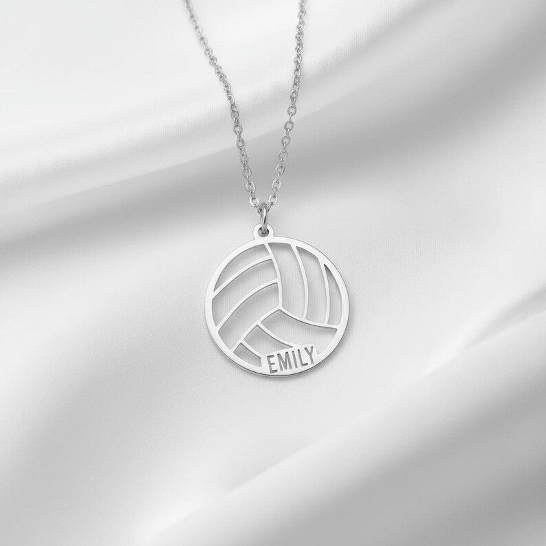 Sterling Silver Volleyball Pendant Necklace: Personalized Sport Jewelry Gift