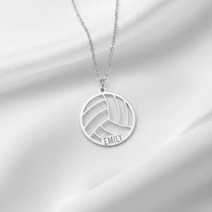 Sterling Silver Volleyball Pendant Necklace: Personalized Sport Jewelry Gift