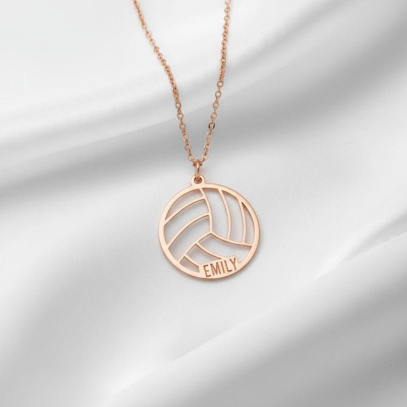 Sterling Silver Volleyball Pendant Necklace: Personalized Sport Jewelry Gift