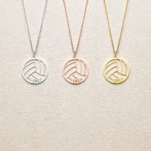 Sterling Silver Volleyball Pendant Necklace: Personalized Sport Jewelry Gift