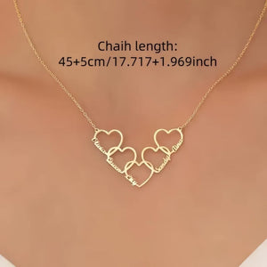 Personalized Heart Necklace,Gold Name Necklace,Multiple Name Necklace,Dainty Couple Necklace,Family Name Necklace,Gift for Her,Birthday Gift