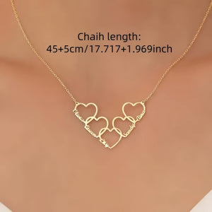 Custom Heart Name Necklace in Gold, Personalized Multiple Names, Dainty Couple Necklace, Family Keepsake Pendant,Gift for Her,Birthday Gift