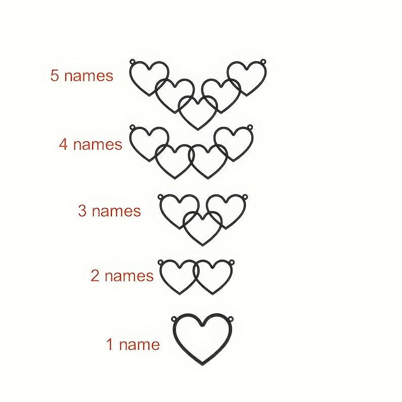 Custom Heart Name Necklace in Gold, Personalized Multiple Names, Dainty Couple Necklace, Family Keepsake Pendant,Gift for Her,Birthday Gift