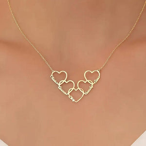 Personalized Heart Necklace,Gold Name Necklace,Multiple Name Necklace,Dainty Couple Necklace,Family Name Necklace,Gift for Her,Birthday Gift