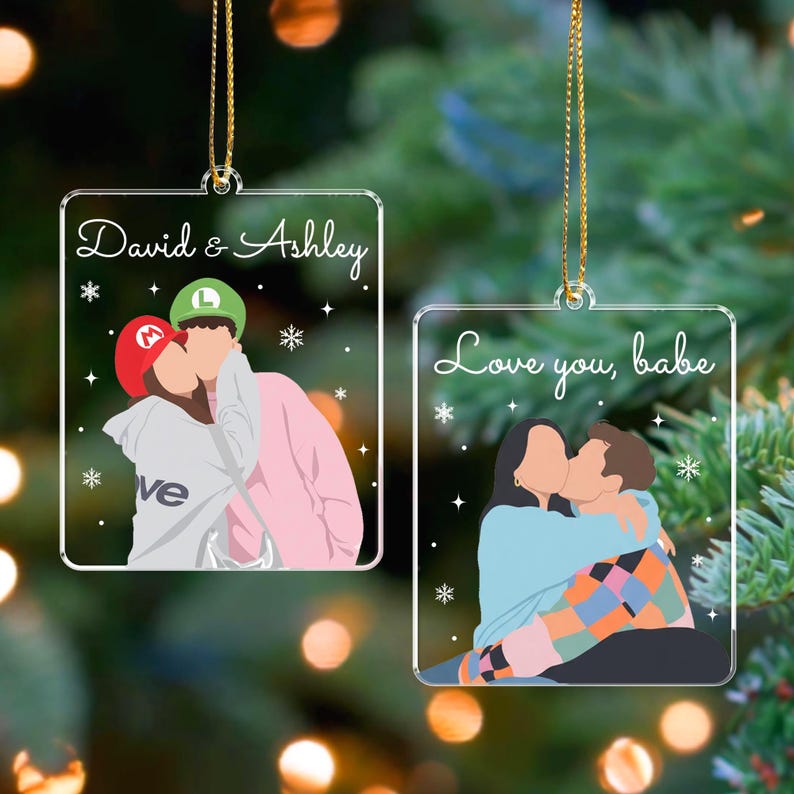 Personalized Couple Portrait from Photo Ornament: Acrylic Couple Keepsake