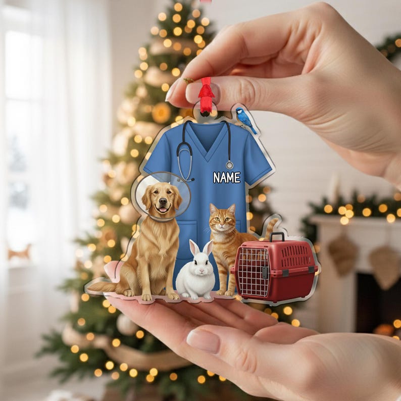 Personalized Veterinarian Christmas Ornament Funny Christmas Tree Decoration Custom Name Christmas Ornament