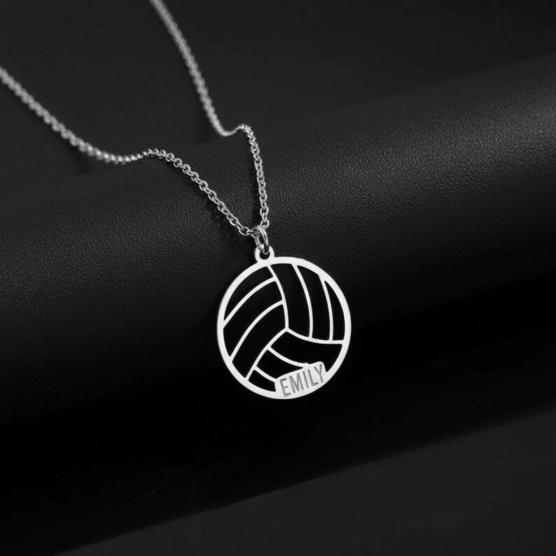 Sterling Silver Volleyball Pendant Necklace: Personalized Sport Jewelry Gift