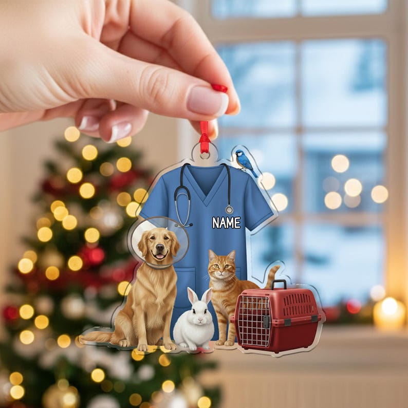 Personalized Veterinarian Christmas Ornament Funny Christmas Tree Decoration Custom Name Christmas Ornament