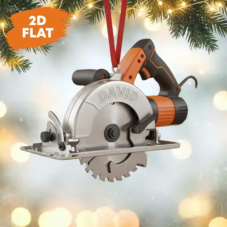 Custom Power Saw Christmas Ornament, Tree Hanging Decor, Flat 2D Acrylic, Personalized Carpenter Gift for Him Holiday Keepsake 2025