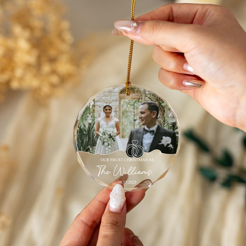 Personalized First Christmas Married Ornament - Custom Married Photo Ornament - Our First Christmas As Mr & Mrs Ornament - Newlywed Keepsake