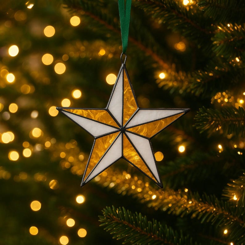 Handmade Stained Glass Christmas Ornaments: Holiday Home Decor Set