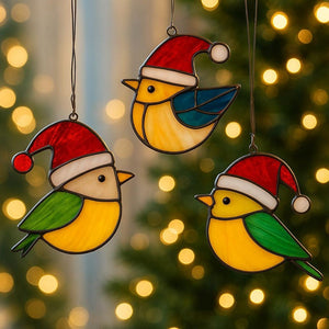 Handmade Stained Glass Christmas Ornaments: Holiday Home Decor Set