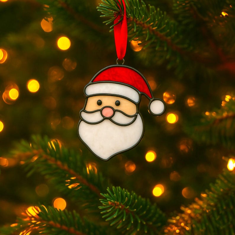 Handmade Stained Glass Christmas Ornaments: Holiday Home Decor Set