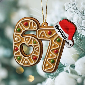 Funny Six Seven 6 7 Teen Slang Wooden 2 Layered Ornament, Six Seven Ornament, 6 7 Ornament, Funny Teenager Ornament, Boy Christmas Gifts