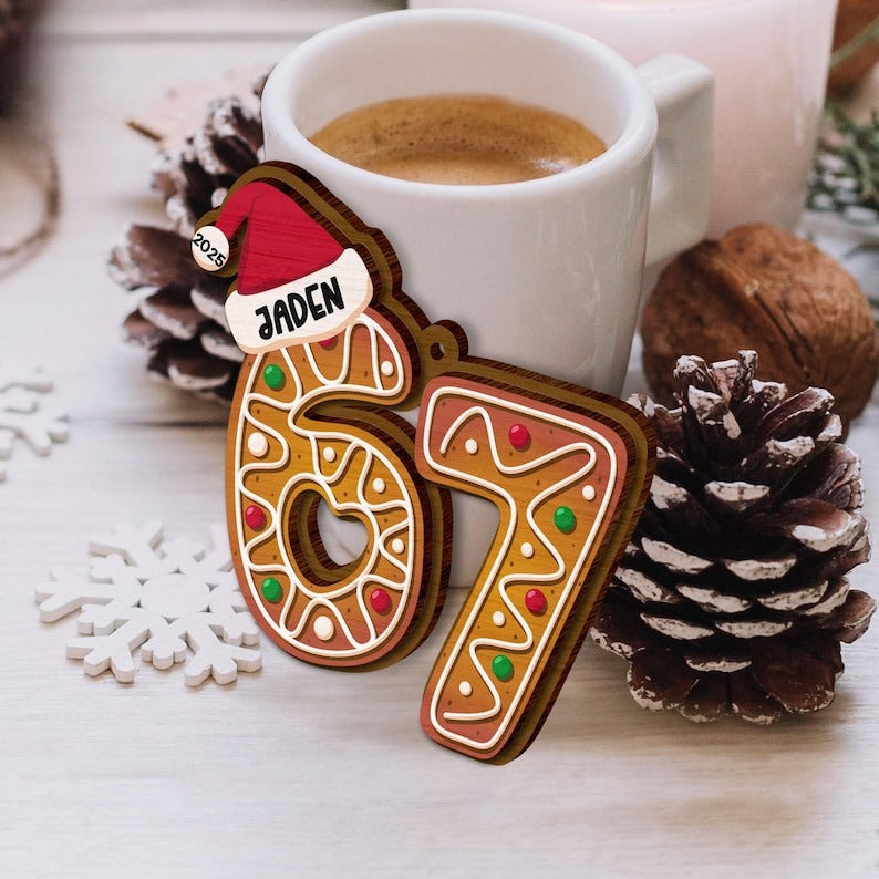 Custom Six Seven Ornament, Teen Slang Ornament, Funny Teenager Ornament, 67 Six Seven Ornament, Gen Z Teenager Tween Ornament, Boy Christmas