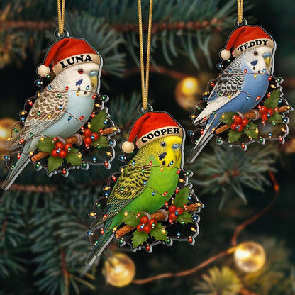 Personalized Budgie Christmas Ornament: Custom Parakeet Holiday Decor
