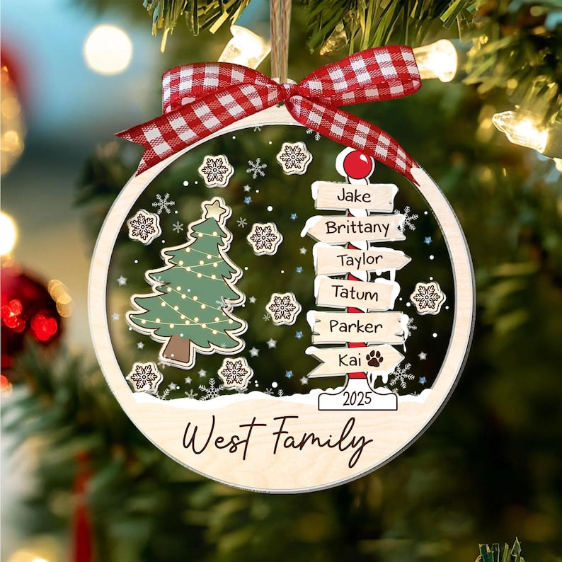 Personalized Family Christmas Ornament, Family Ornament, 4D Shake Family Tree Ornament, Family Keepsake