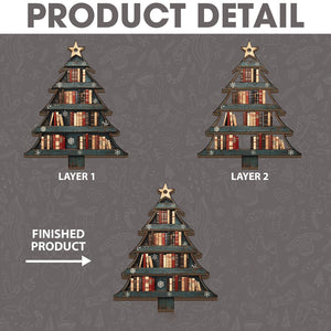 2 Layer Christmas Book Tree Wood Ornament, Christmas Tree Book Gift, Book Lover Gift, Book Club Gift, Bookish Ornament, Book Exchange Gift