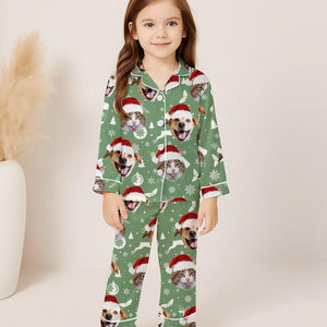 CUSTOM Christmas Dog Cat Pajama Set, Funny Pet Face Holiday Sleepwear, Puppy Kitty Pet Christmas PJs, Matching Family Pajamas Gift