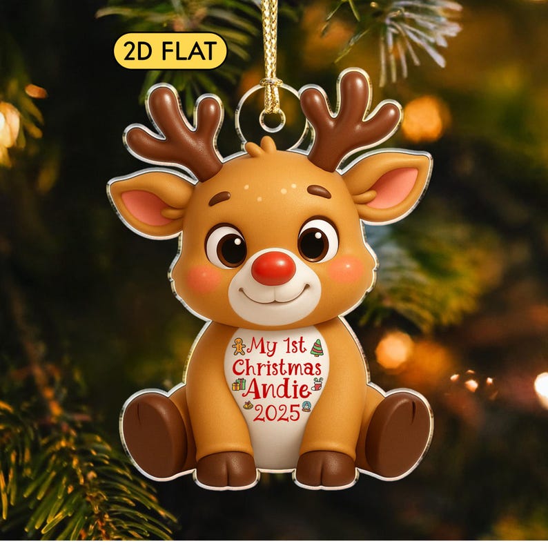 Reindeer Babys First Christmas Ornament 2025: Cute 1st Xmas Gift for Grandkid