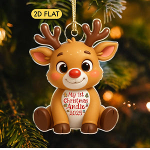 Reindeer Babys First Christmas Ornament 2025: Cute 1st Xmas Gift for Grandkid