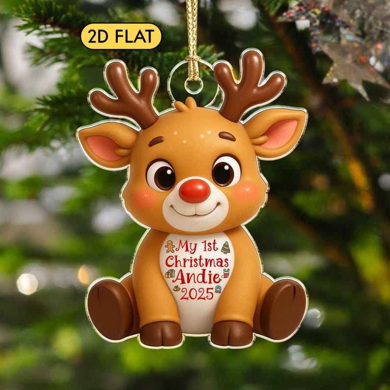 Reindeer Babys First Christmas Ornament 2025: Cute 1st Xmas Gift for Grandkid