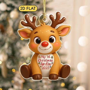 Reindeer Babys First Christmas Ornament 2025: Cute 1st Xmas Gift for Grandkid