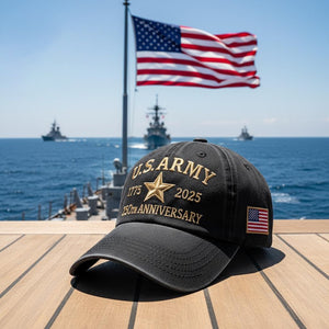 Custom Name U.S. Army 250th Anniversary Hat 1775-2025 Veteran Cap, Embroidered Gold Star Military Patriotic Adjustable Cotton Twill Hat