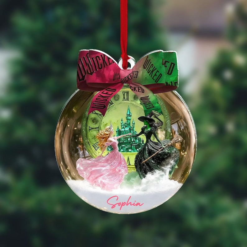 Wicked Inspired 2D FLAT Ornament, Glinda and Elphaba Ornament, Broadway Movie Gift