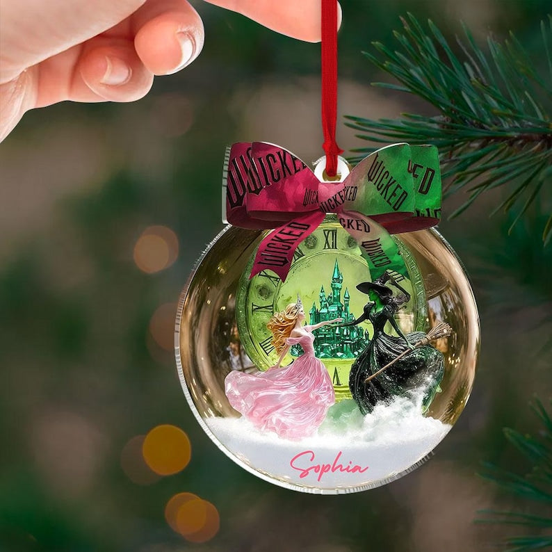 Wicked Inspired 2D FLAT Ornament, Glinda and Elphaba Ornament, Broadway Movie Gift
