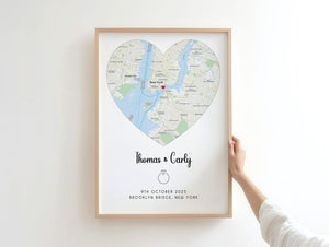 Engagement gift for couples, Engagement Print, map of engagement, Couples Gift, gift for her, gift for him, Engagement Gifts