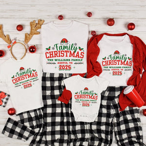 Custom Family Christmas Shirt 2025 | Personalized Matching Holiday Tees With Name | Cute Xmas Outfit Idea For Family & Friends