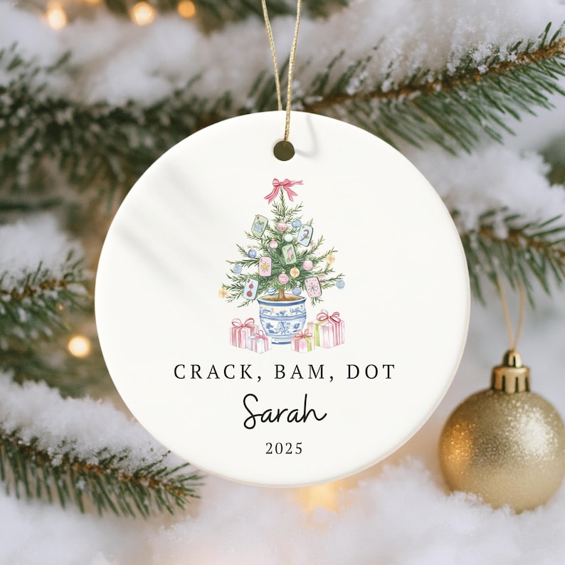 Crack Bam Dot Ornament Personalised Mahjong Ornament American Mahjong Chinoiserie Board Game ornament Mahj Gifts for Mahjong Ladies & Player