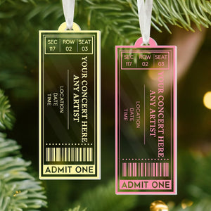 Personalized Favorite Concert Ticket Acrylic Ornament: Music Lovers Gift