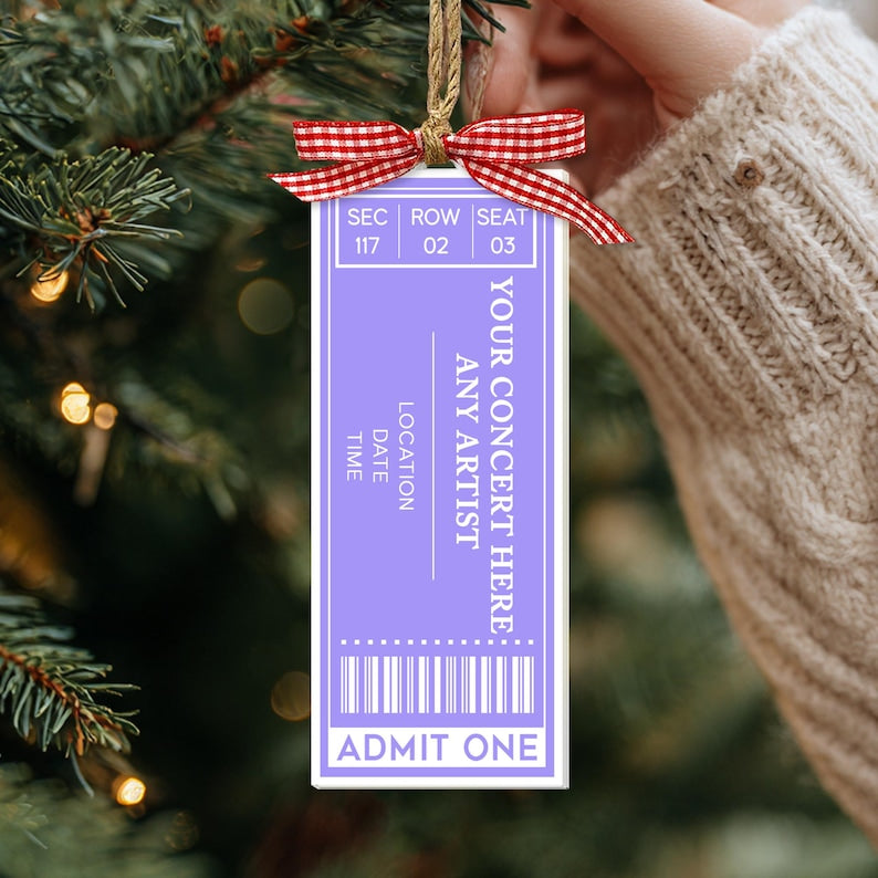 Personalized Favorite Concert Ticket Acrylic Ornament: Music Lovers Gift