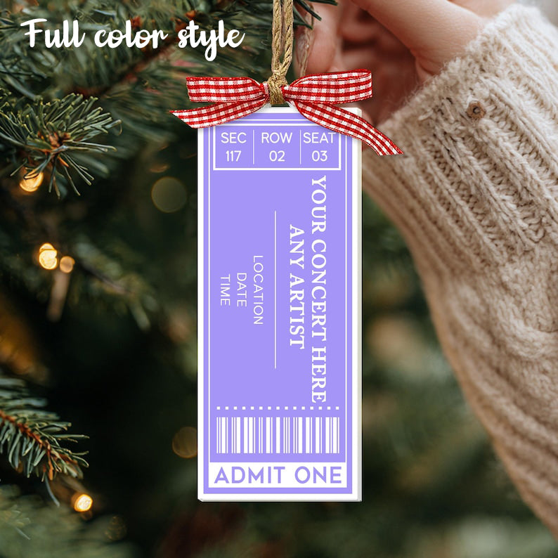 Personalized Favorite Concert Ticket Acrylic Ornament: Music Lovers Gift