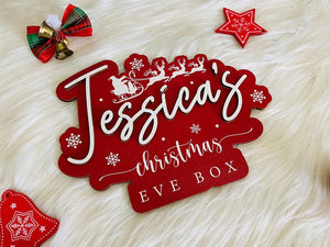 Custom Christmas Eve Box Name Sign | Personalized Wooden Plaque | Holiday Keepsake for Christmas Eve Box | Kids Christmas Gift