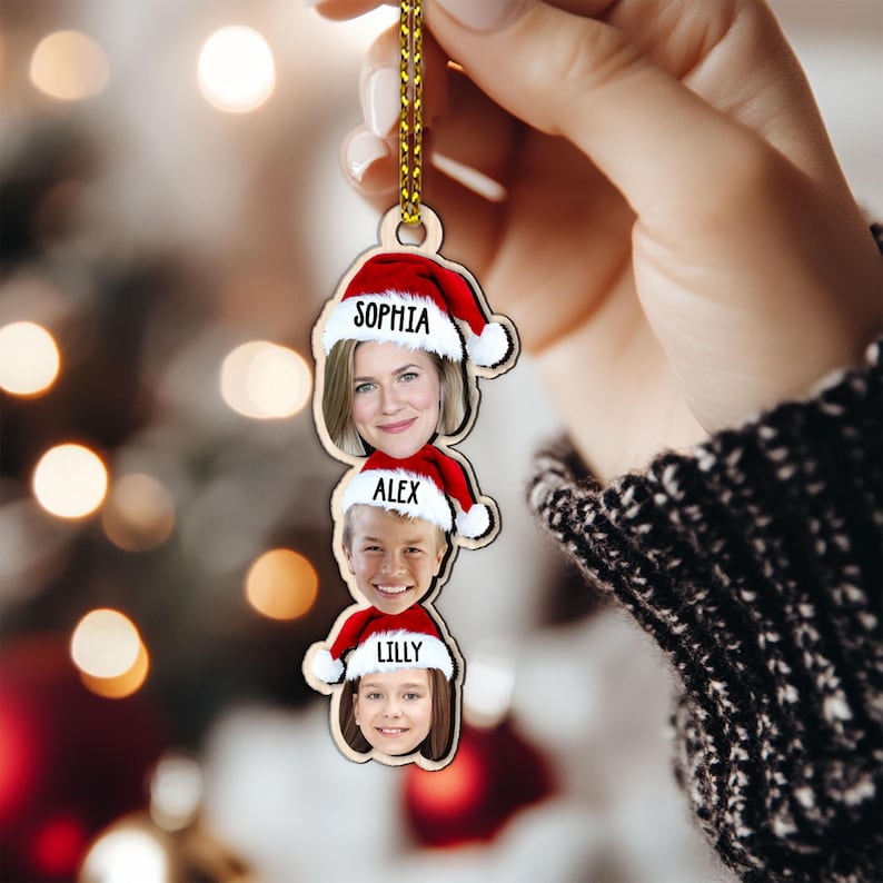 Personalized Photo Funny Face Family Ornament, Acrylic Christmas Ornament, Family Keepsake Ornament, Christmas Tree Decor, Family Gifts