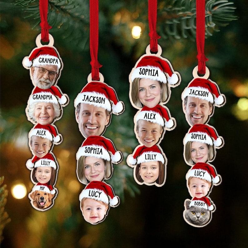 Personalized Photo Funny Face Family Ornament, Acrylic Christmas Ornament, Family Keepsake Ornament, Christmas Tree Decor, Family Gifts