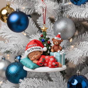 Baby s First Christmas Ornament Custom Sleeping Baby Keepsake, Personalized Newborn Acrylic Gift