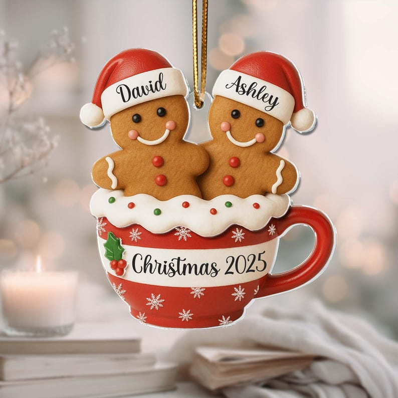 Personalized Gingerbread Couple Christmas Ornament, New Couple Keepsake, Together Ornaments, Gift For Couples