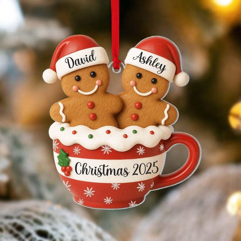 Personalized Gingerbread Couple Christmas Ornament, New Couple Keepsake, Together Ornaments, Gift For Couples