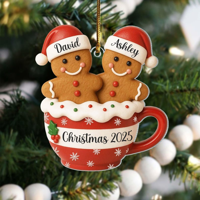 Personalized Gingerbread Couple Christmas Ornament, New Couple Keepsake, Together Ornaments, Gift For Couples