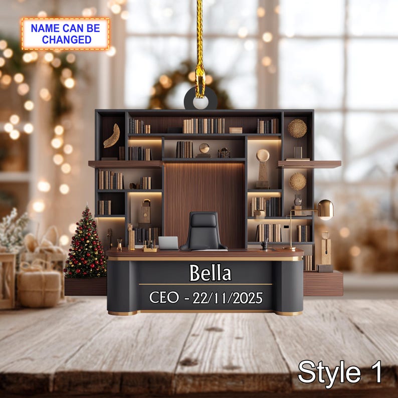 Promotion Gift Ornament, Executive Desk Christmas Ornament, Office Decor Gift for Boss, Job Promotion Keepsake, Personalized Ornament