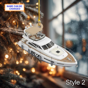 Personalized Center Console Boat Christmas Ornament, Custom 2D Flat Boat Xmas Ornament, Nautical Gift for Fisherman, Boat Owner, or Captain