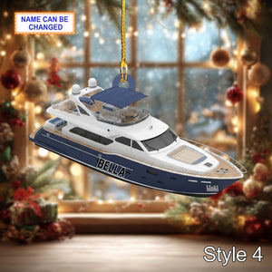 Personalized Center Console Boat Christmas Ornament, Custom 2D Flat Boat Xmas Ornament, Nautical Gift for Fisherman, Boat Owner, or Captain